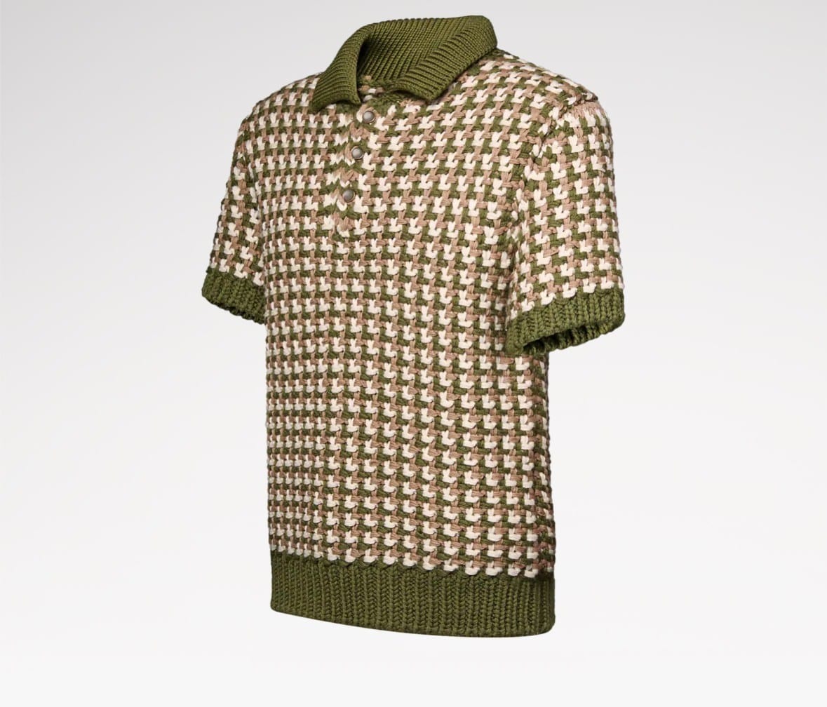 Short-Sleeved Wool-Knit Polo Shirt