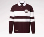 Damier Striped Long-Sleeved Polo Shirt