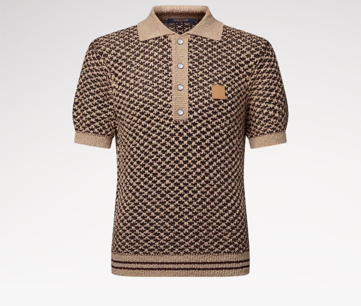 Short-Sleeved Knitted Mesh Polo