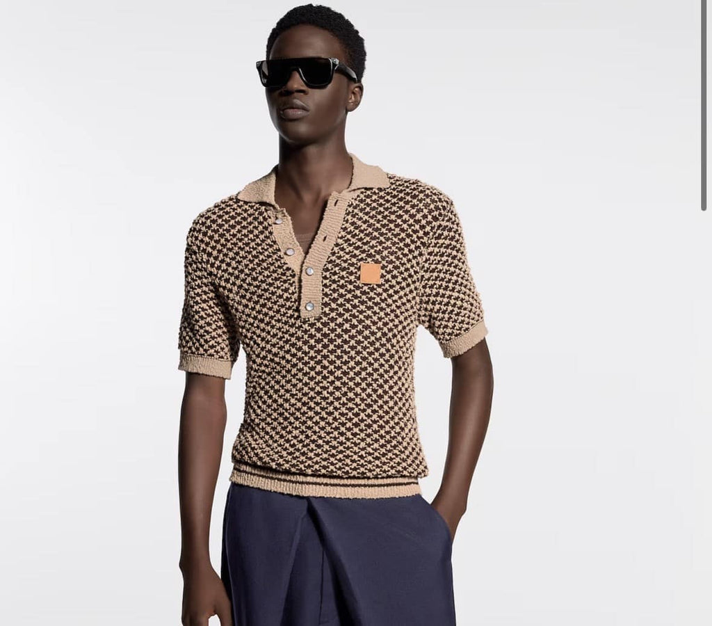 Short-Sleeved Knitted Mesh Polo