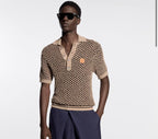 Short-Sleeved Knitted Mesh Polo