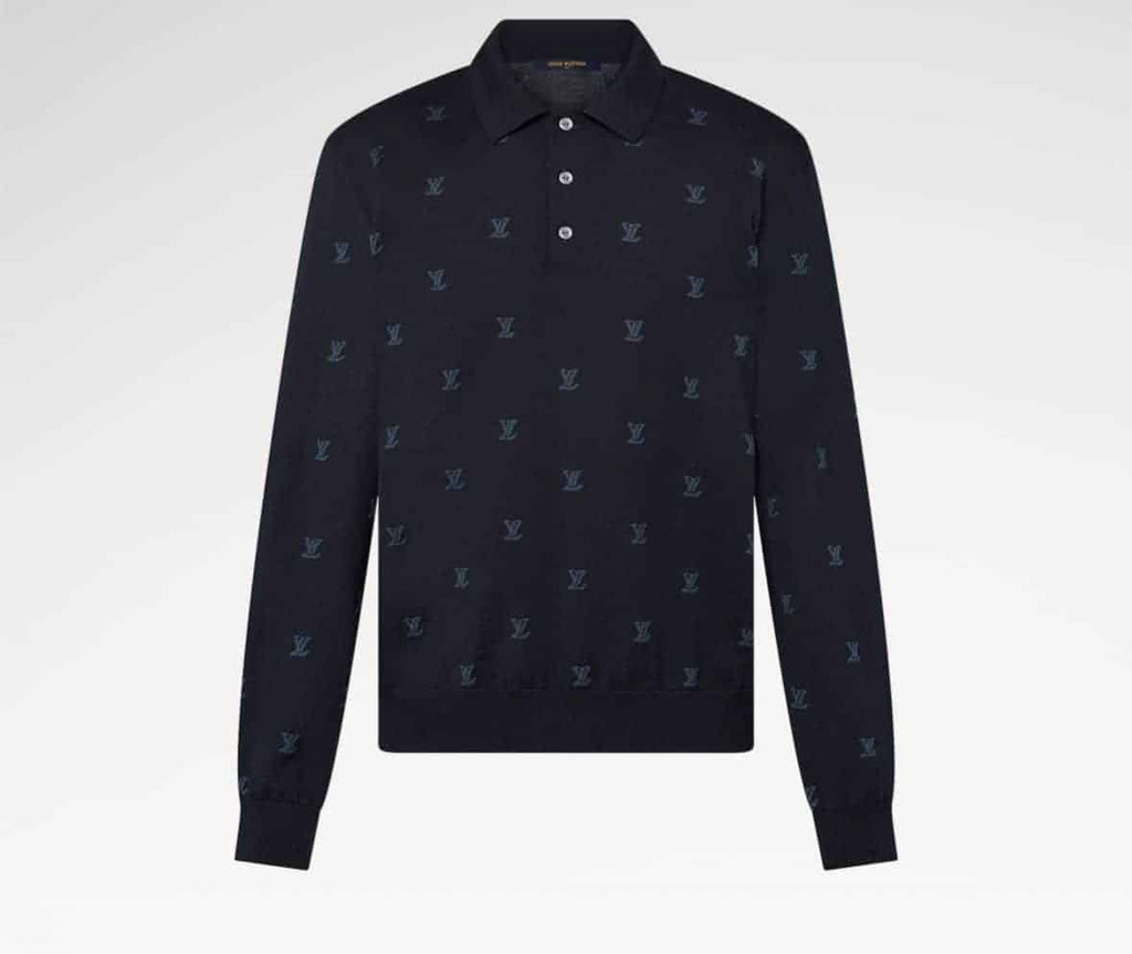 Wool, Silk And Cashmere-Blend Long Sleeve LV Blason Polo