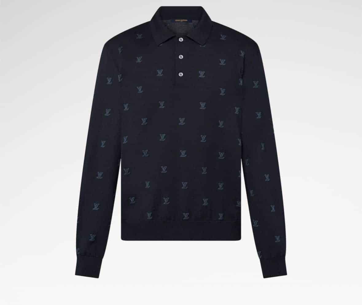 Wool, Silk And Cashmere-Blend Long Sleeve LV Blason Polo