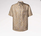 Monogram Printed Short-Sleeved Silk Shirt