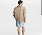 Monogram Printed Short-Sleeved Silk Shirt