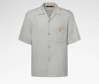 Short-Sleeved Silk, Cotton And Cashmere-Blend Open Collar Shirt