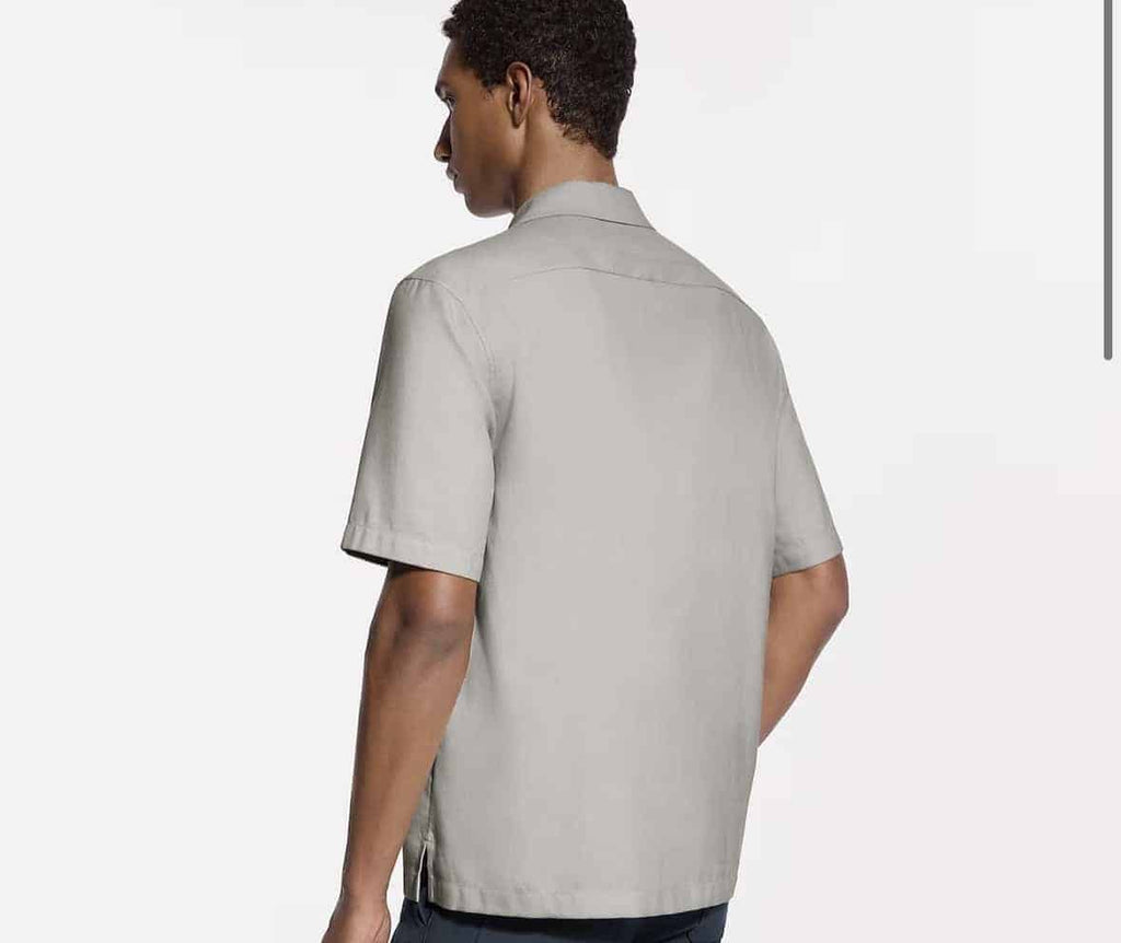 Short-Sleeved Silk, Cotton And Cashmere-Blend Open Collar Shirt