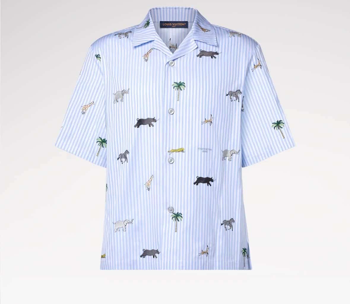 LV x The Darjeeling Limited Embroidered Striped Short-Sleeved Shirt
