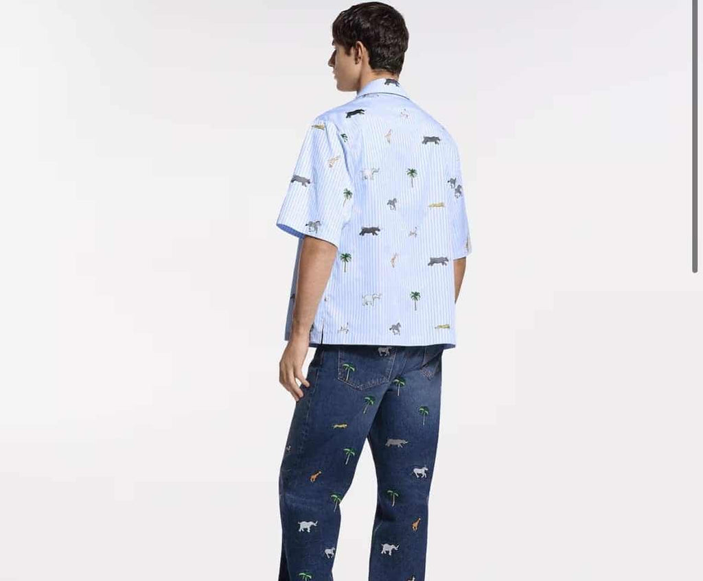 LV x The Darjeeling Limited Embroidered Striped Short-Sleeved Shirt