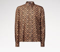 Monogram Printed Long-Sleeved Silk Shirt