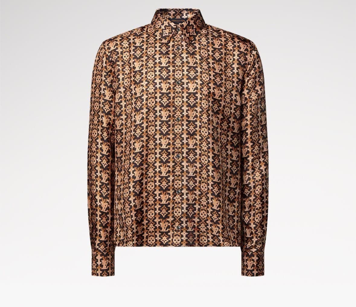 Monogram Printed Long-Sleeved Silk Shirt
