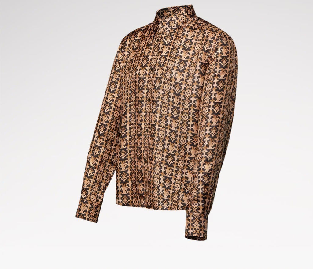 Monogram Printed Long-Sleeved Silk Shirt