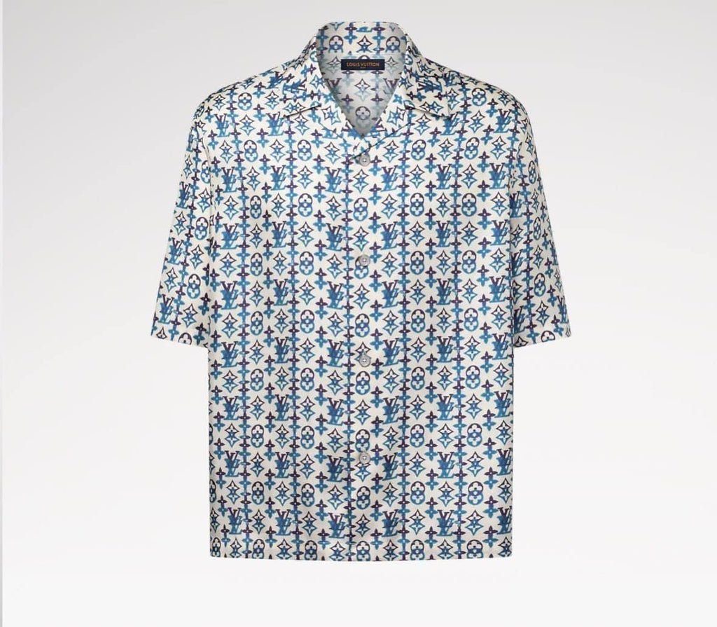 Monogram Printed Silk Short-Sleeved Shirt
