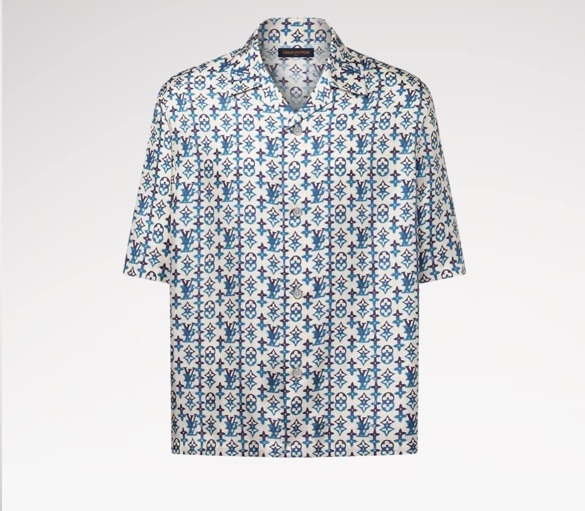 Monogram Printed Silk Short-Sleeved Shirt