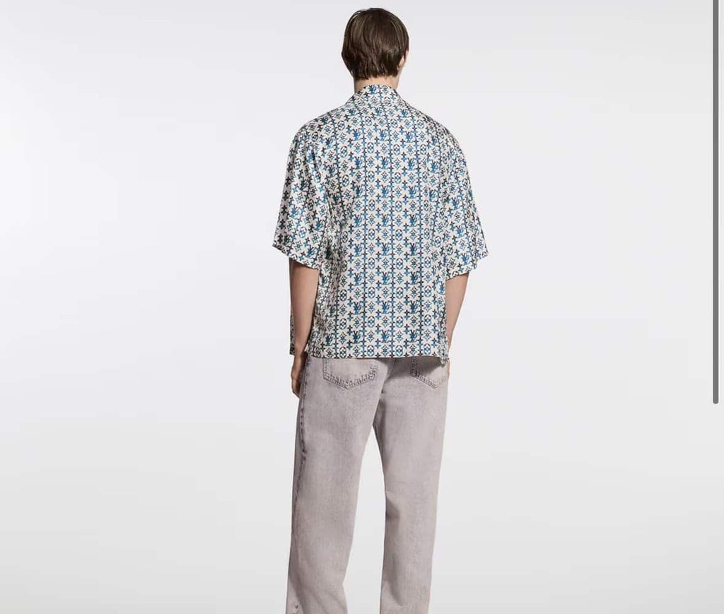 Monogram Printed Silk Short-Sleeved Shirt