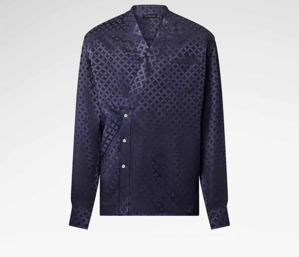 Graphic Jacquard Long-Sleeved Kimono Shirt