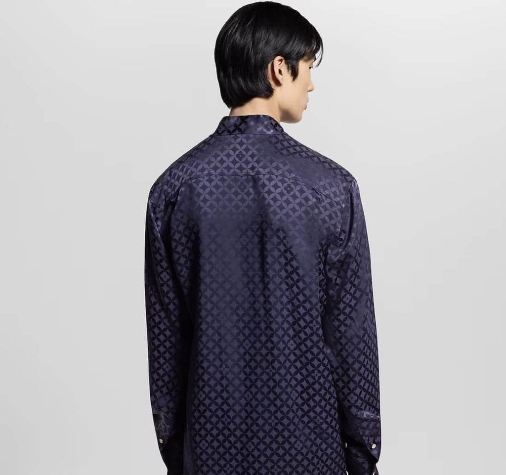 Graphic Jacquard Long-Sleeved Kimono Shirt