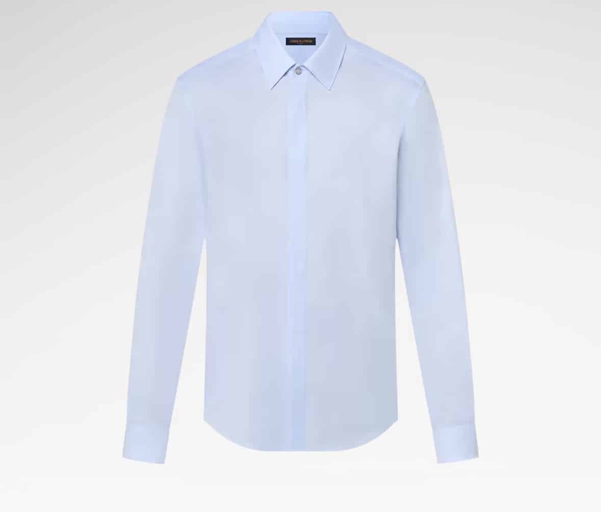 LV Blason Printed Cotton Long-Sleeved Oxford Shirt