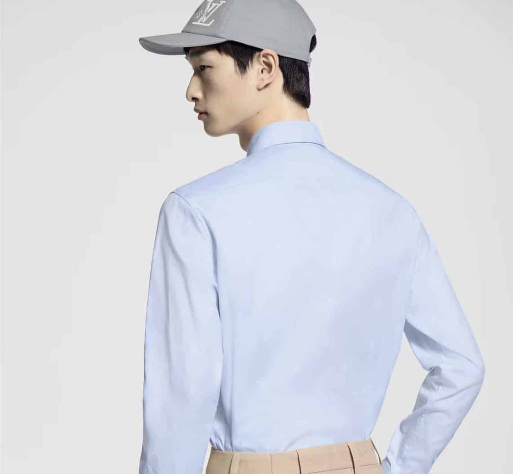 LV Blason Printed Cotton Long-Sleeved Oxford Shirt