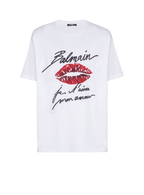 Embroidered T-shirt with Balmain "Love Letter" and Lips