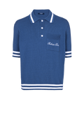 Cotton-linen polo shirt with Balmain Signature embroidery
