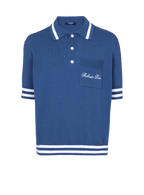 Cotton-linen polo shirt with Balmain Signature embroidery
