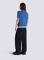Cotton-linen polo shirt with Balmain Signature embroidery
