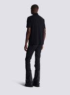 Cotton polo shirt with leather Balmain Couture label