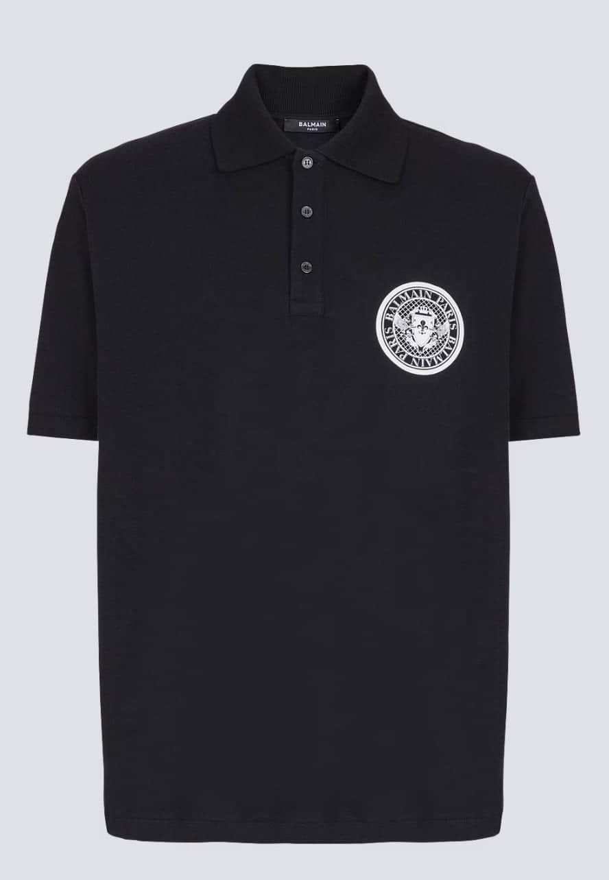 Cotton polo shirt with "Coin" print