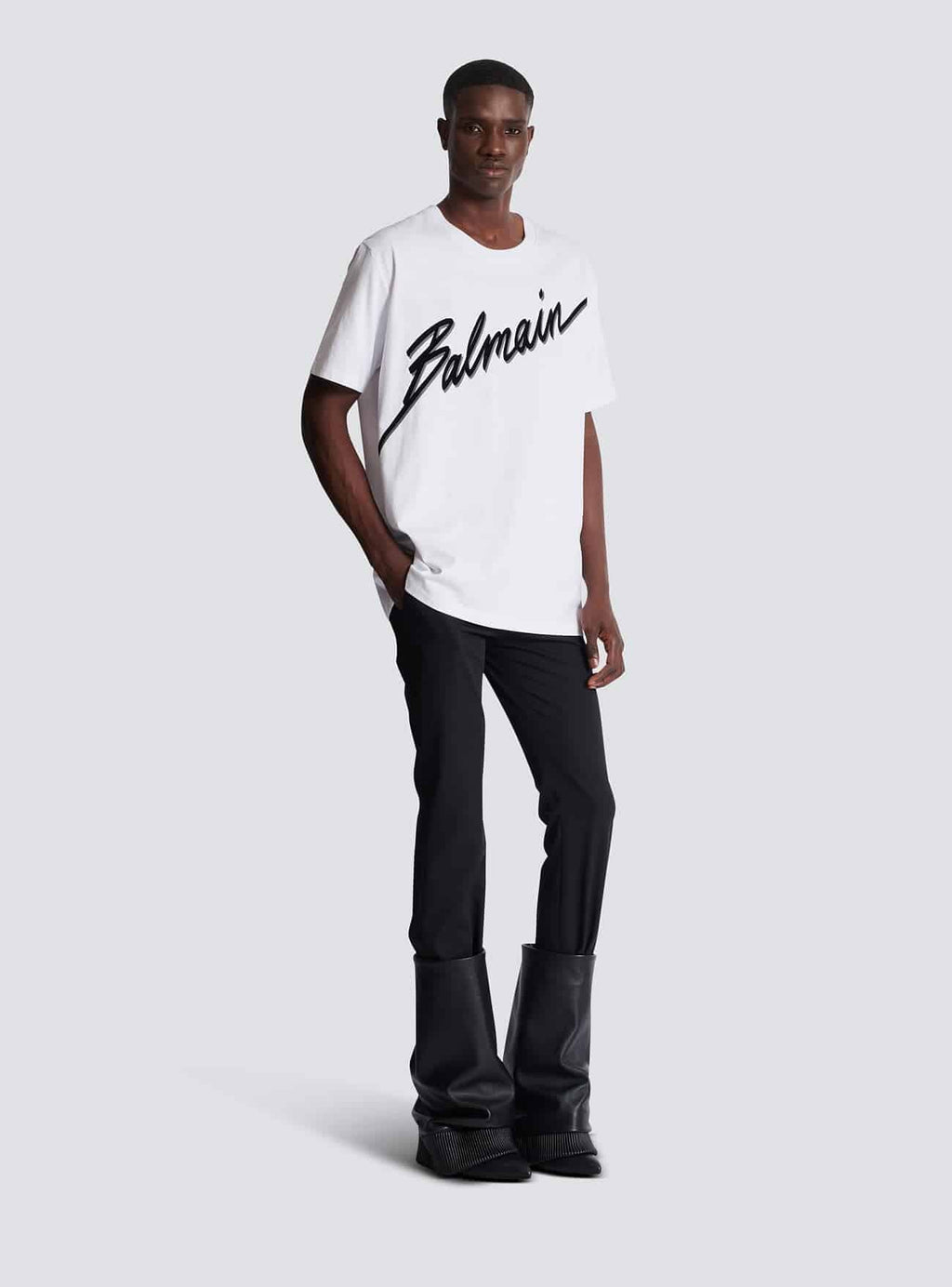 T-shirt with flocked Balmain Letter logo