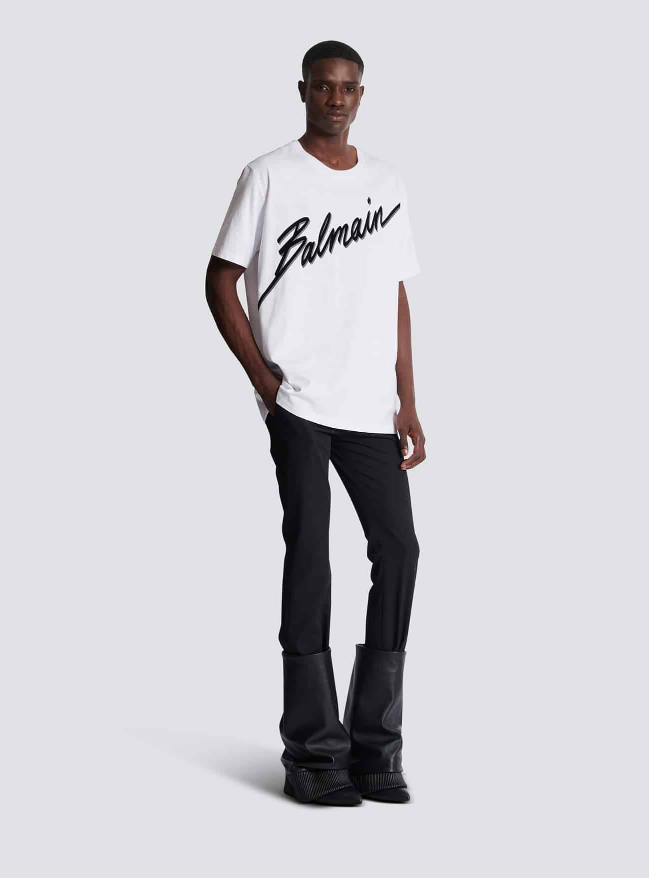 T-shirt with flocked Balmain Letter logo