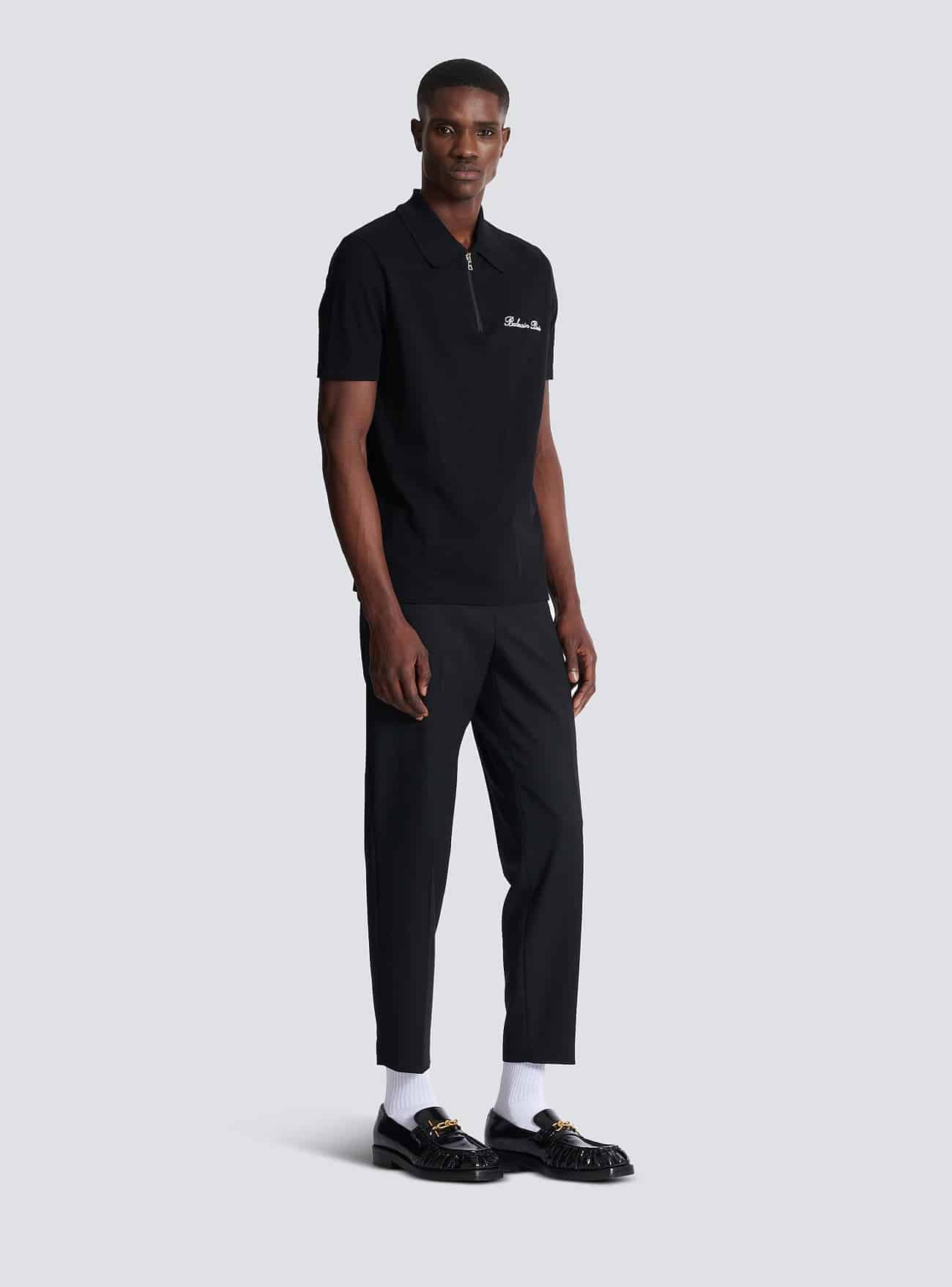 Short-sleeved polo shirt with embroidery