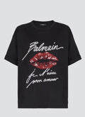 Short-sleeved T-shirt with Kiss embroidery