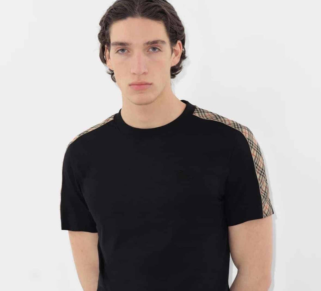 Check Trim Cotton T-shirt