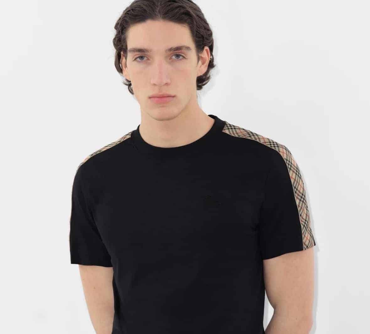 Check Trim Cotton T-shirt