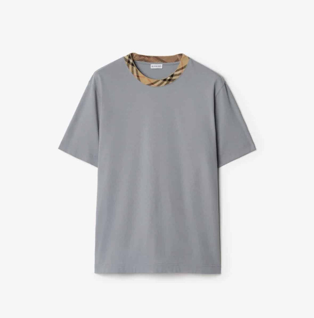Check Trim Cotton T-shirt