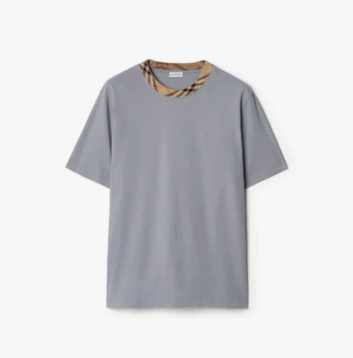 Check Trim Cotton T-shirt