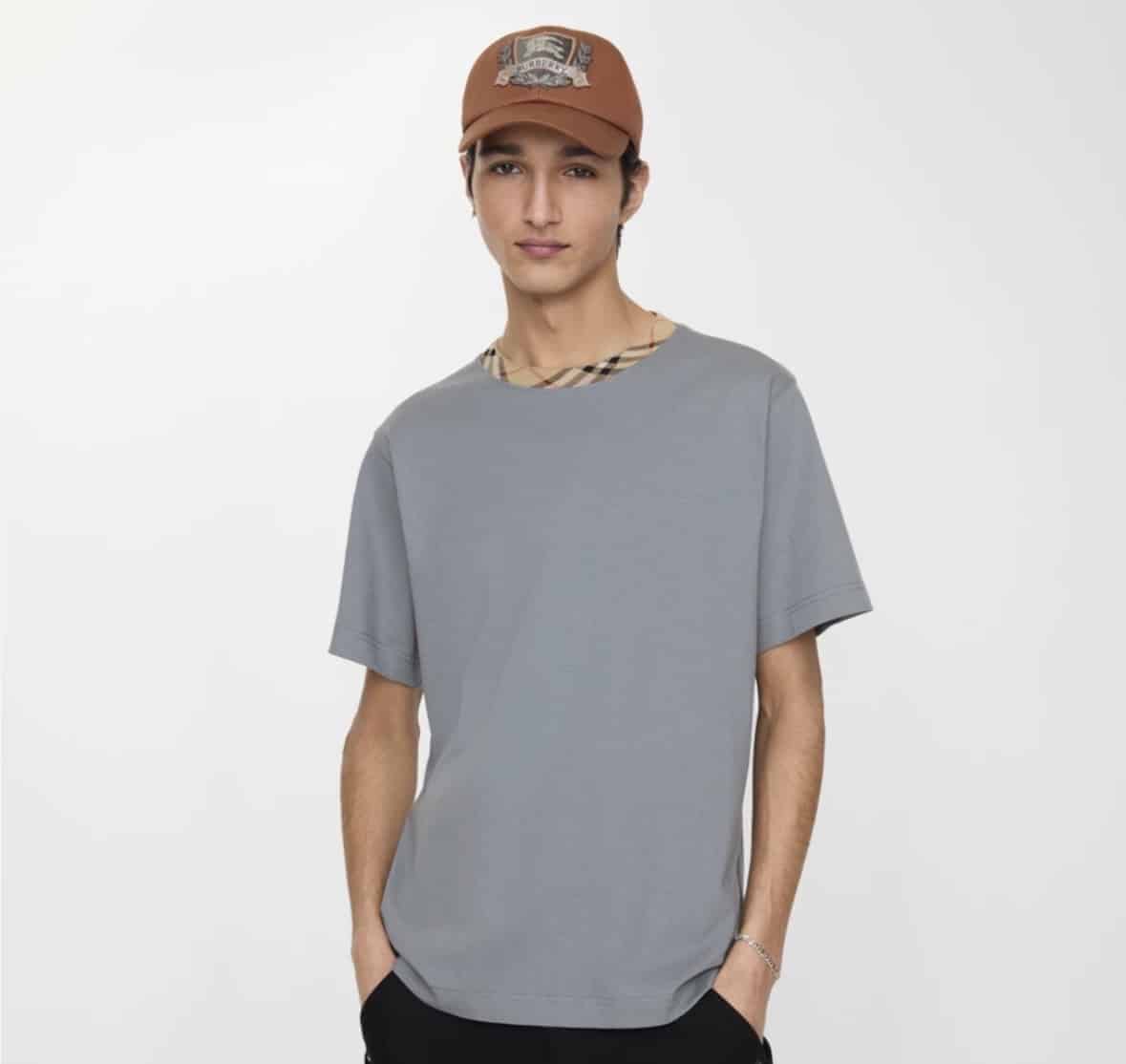 Check Trim Cotton T-shirt