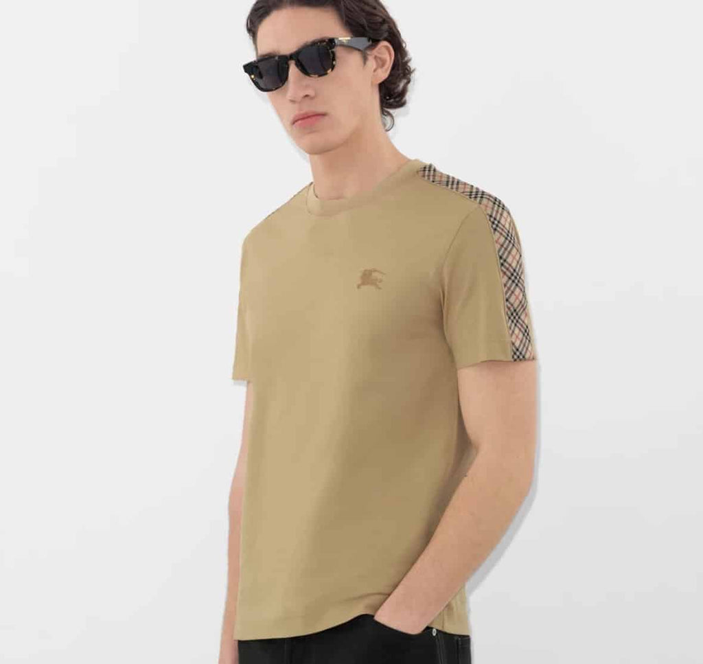 Check Trim Cotton T-shirt