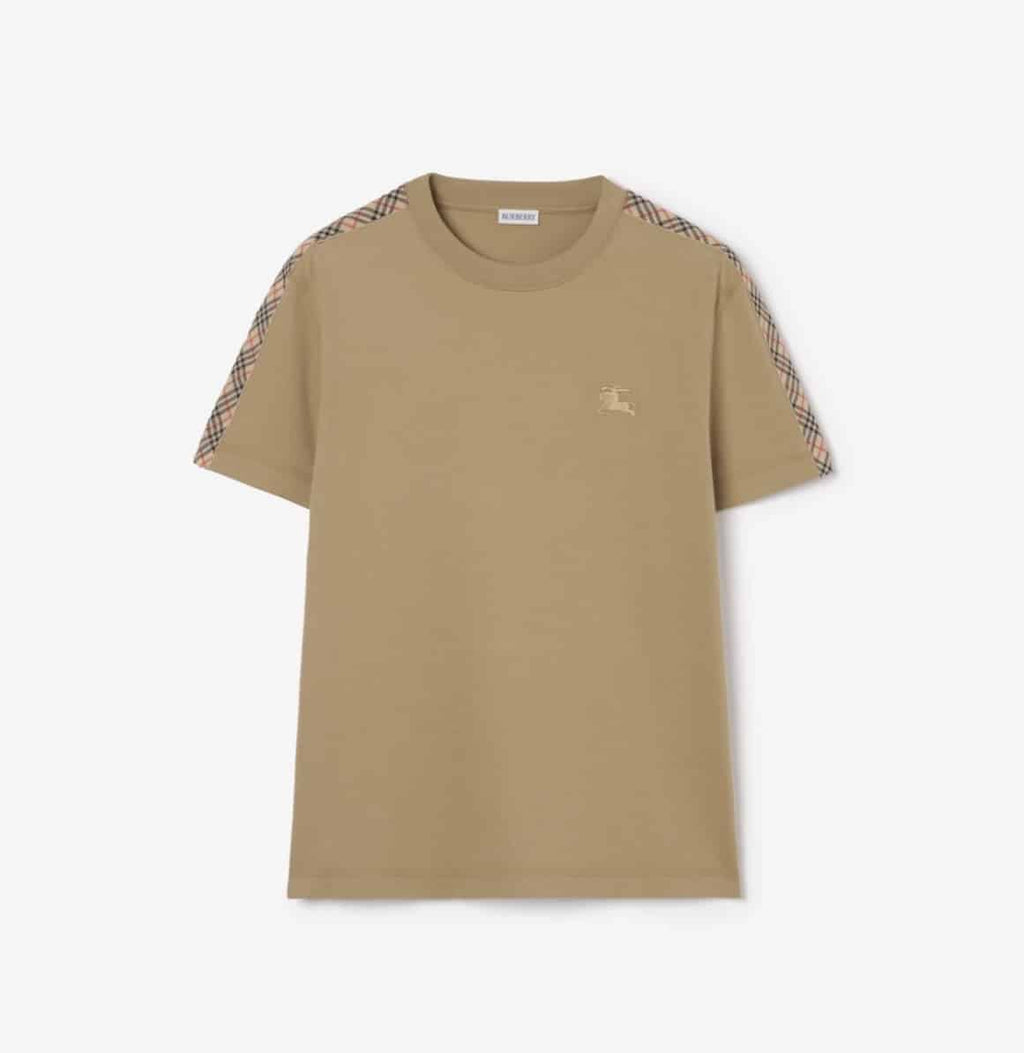 Check Trim Cotton T-shirt