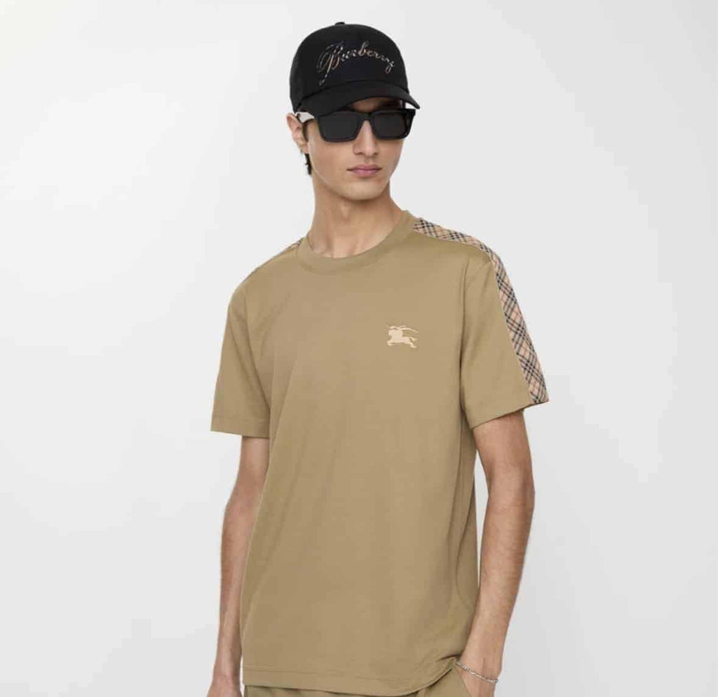 Check Trim Cotton T-shirt