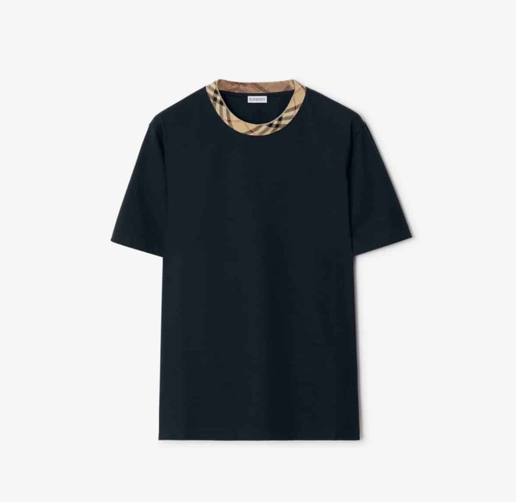 Check Trim Cotton T-shirt