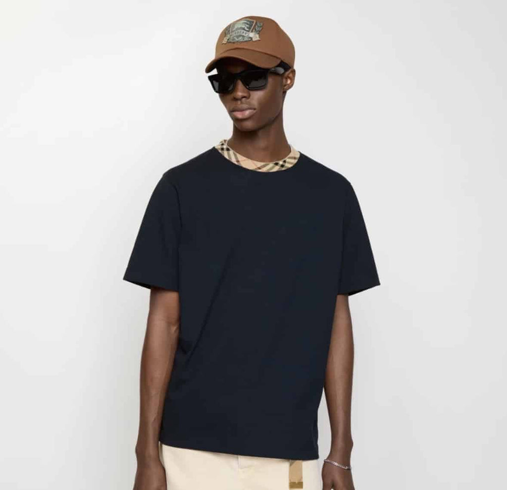 Check Trim Cotton T-shirt