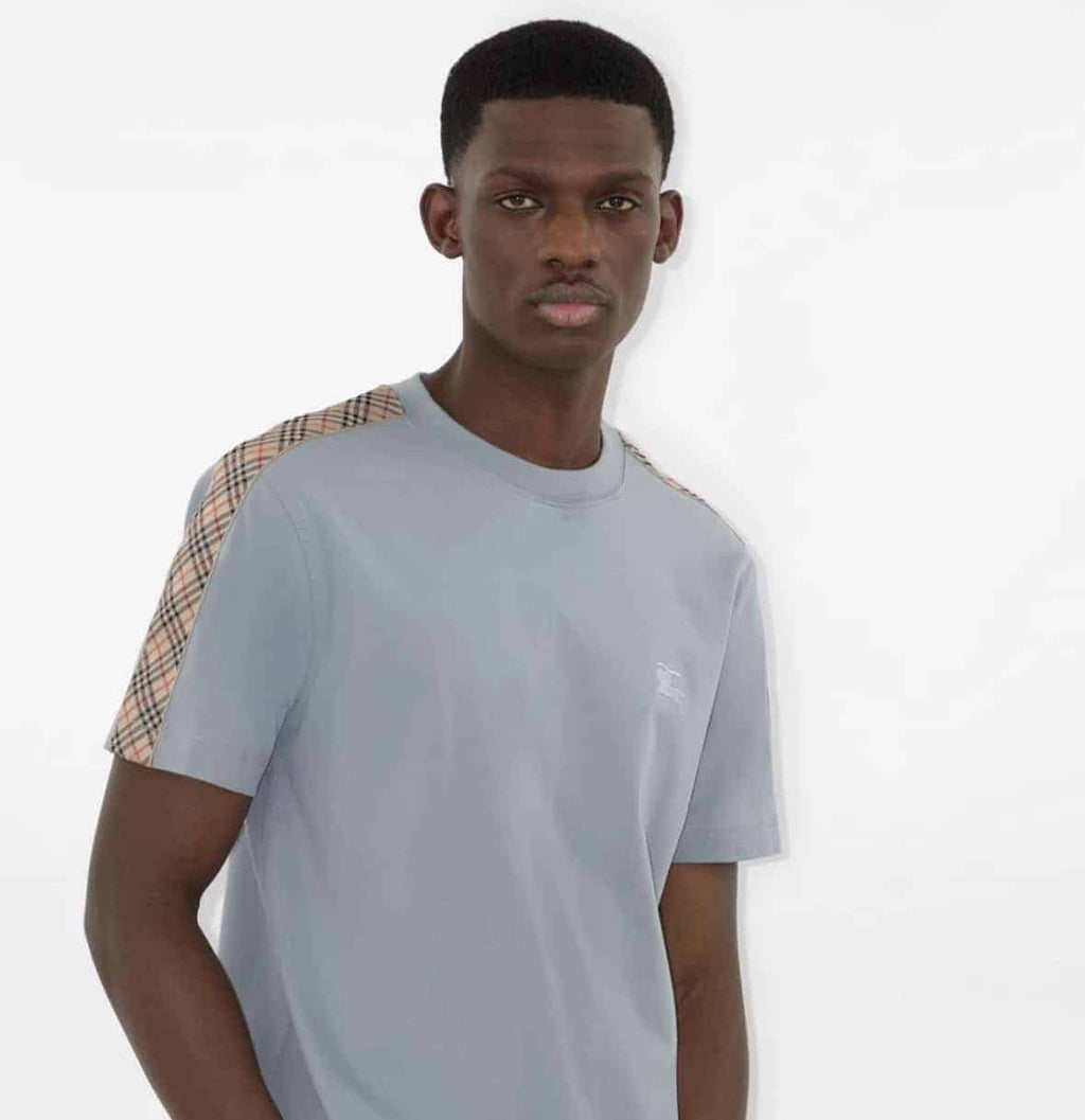 Check Trim Cotton T-shirt