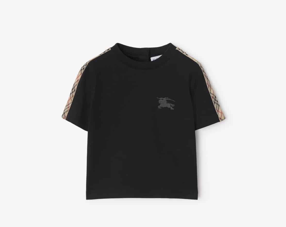 Check Trim Cotton T-shirt