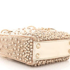 Metallic Lambskin Crystal Beaded Embroidered Micro Lady Dior Gold
