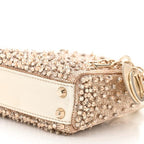 Metallic Lambskin Crystal Beaded Embroidered Micro Lady Dior Gold
