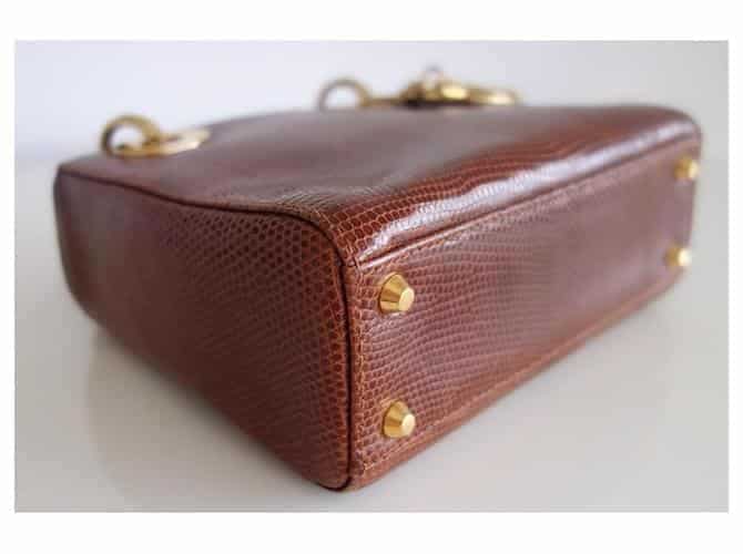 Mini Lady Dior Lizard bag Caramel