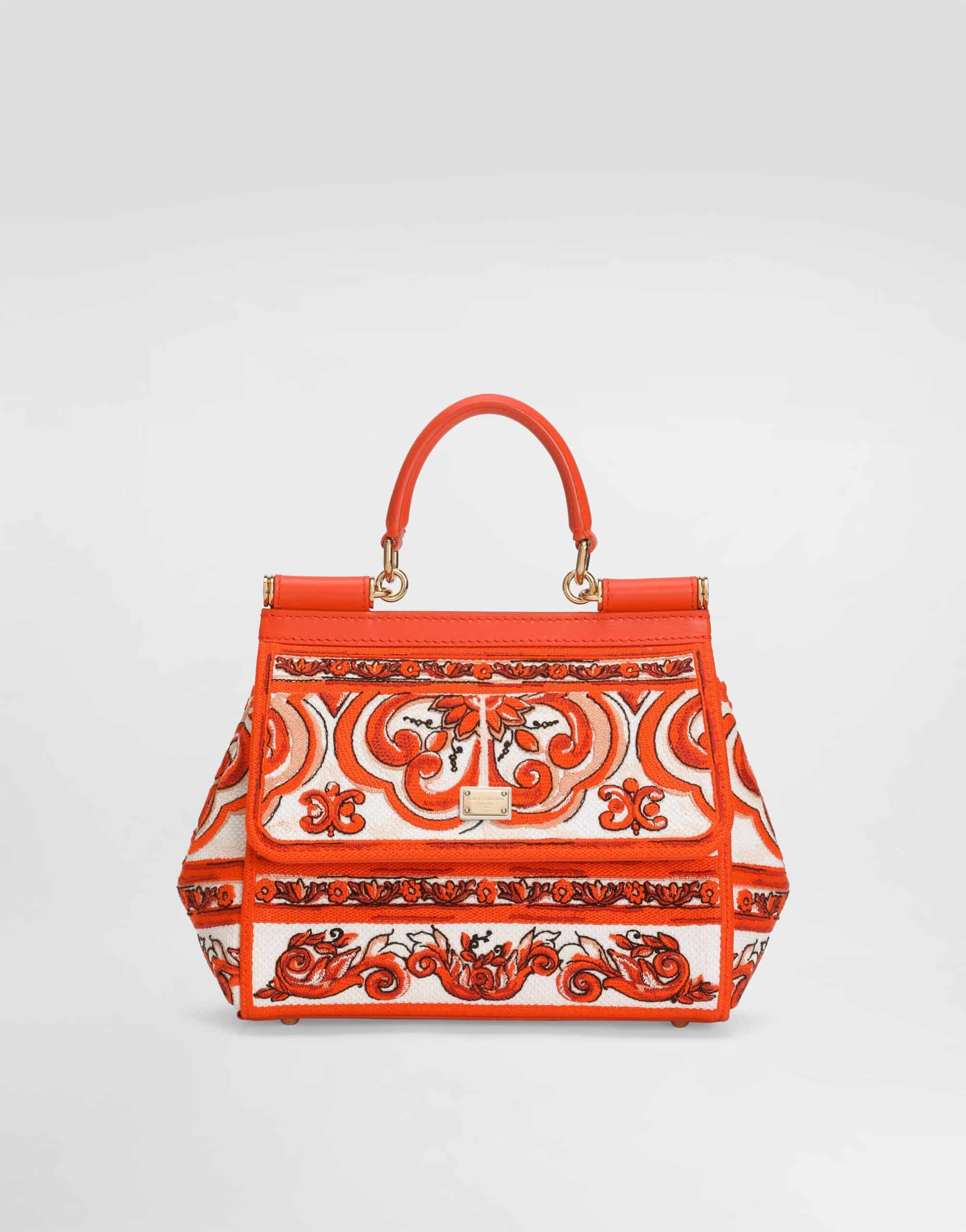 Small Sicily handbag with majolica embroidery