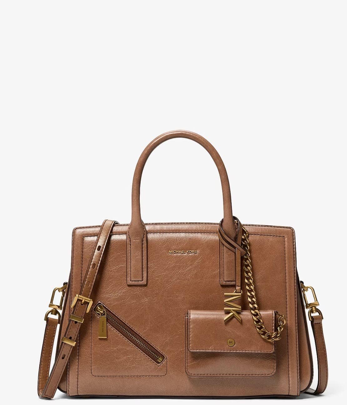Laila Medium Crackled Leather Satchel with Card Case